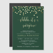 Smaragsfeest en gouden Confetti Magnetische Uitnodiging (Voorkant / Achterkant)