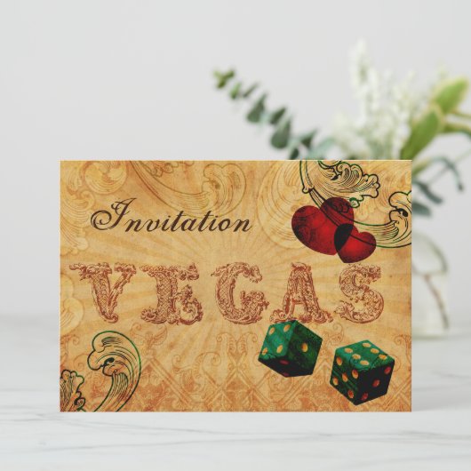 smarald green dice  Vegas bruiloft Kaart (Staand voorkant)