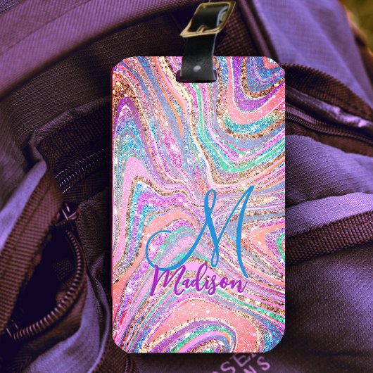 Smarmerkunst van de konijnenregenboogkunst bagagelabel