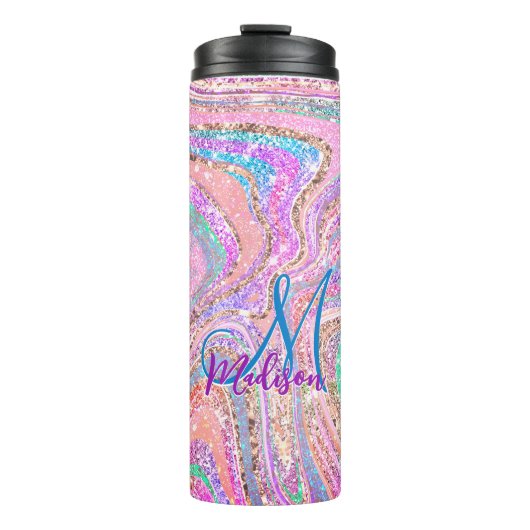 Smarmerkunst van de konijnenregenboogkunst thermosbeker (Voorkant)