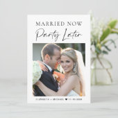 Smarried Now Party Later Fotobruiloft aankondiging (Staand voorkant)