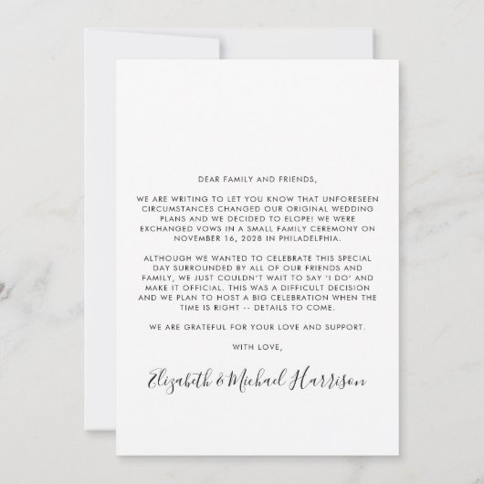 Smarried Now Party Later fotobruiloft Kaart (Achterkant)