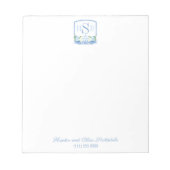 Smart 3 Letter Monogram Hydrangea Ginger Jar Crest Notitieblok (Voorkant)