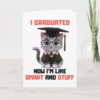 Smart Afstudeerder Gefeliciteerd, Funny Cat Afstud Kaart