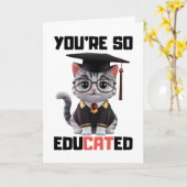 Smart Afstudeerder Gefeliciteerd, Funny Cat Afstud Kaart (Gele Bloem)