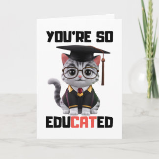 Smart Afstudeerder Gefeliciteerd, Funny Cat Afstud Kaart