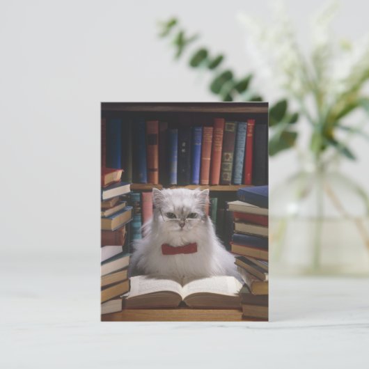 Smart afstuderen cat aankondigingskaart (Staand voorkant)