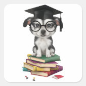 Smart Afstuderen Dog Sticker – Schattigee Pup met  (Voorkant)