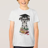 Smart Afstuderen Dog Sticker – Schattigee Pup met  Tri-Blend Shirt (Voorkant)