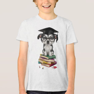 Smart Afstuderen Dog Sticker – Schattigee Pup met Tri-Blend Shirt