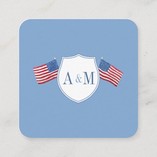 Smart All-American Rood Wit Blauw Bruiloft QR RSVP Informatiekaartje (Achterkant)