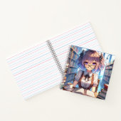 Smart Anime Girl in de bibliotheek Boeken lezen (Binnen)