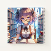 Smart Anime Girl in de bibliotheek Boeken lezen (Achterkant)
