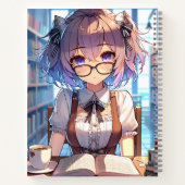 Smart Anime Girl in de bibliotheek Boeken lezen (Achterkant)