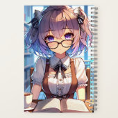 Smart Anime Girl in de bibliotheek Boeken lezen (Achterkant)