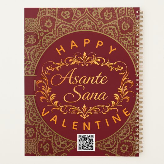 Smart Asante Sana Valentine Gold Art & Custom QR Planner (Achterkant)