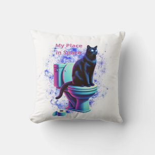Smart Black Cat met een bril - Grappige Cartoon Kussen