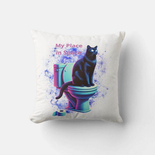 Smart Black Cat met een bril - Grappige Cartoon Kussen (Voorkant)