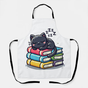 Smart Black Cat met een bril - Grappige Cartoon Schort