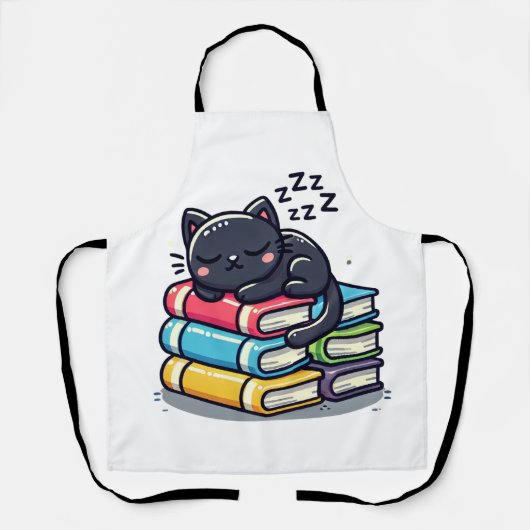 Smart Black Cat met een bril - Grappige Cartoon Schort (Voorkant)