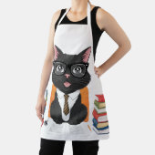 Smart Black Cat met een bril - Grappige Cartoon Schort (Insitu)