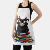 Smart Black Cat met een bril - Grappige Cartoon Schort (Insitu)