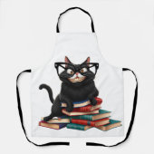 Smart Black Cat met een bril - Grappige Cartoon Schort (Voorkant)