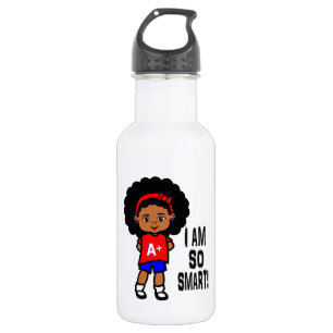 Smart Black Girl Afbeelding op waterflesje Waterfles