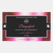 Smart Black Shiny Crimson Pink Logo Productlabel Rechthoekige Sticker (Voorkant)