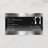 Smart Black Silver Shimmer Borders Logo en foto Visitekaartje (Achterkant)