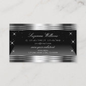 Smart Black Silver Shimmer Borders Opvallen Visitekaartje (Achterkant)