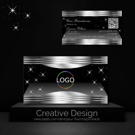 Smart Black Silver Shimmer grenst aan Logo QR-code Visitekaartje