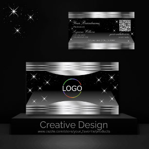 Smart Black Silver Shimmer grenst aan Logo QR-code Visitekaartje