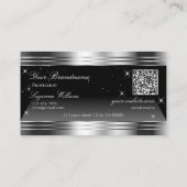 Smart Black Silver Shimmer grenst aan Logo QR-code Visitekaartje (Achterkant)