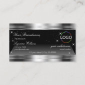 Smart Black Silver Shimmer Grenzen met Logo Chic Visitekaartje (Achterkant)
