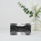 Smart Black Silver Shimmer Grenzen met Logo Chic Visitekaartje (Staand voorkant)