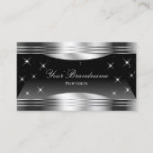 Smart Black Silver Shimmer Grenzen met Logo Chic Visitekaartje (Voorkant)