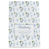 Smart blauw en wit bruiloft bruidsmeisjes dank u medium cadeauzakje (Voorkant)