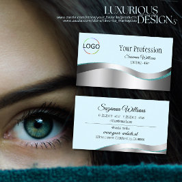 Smart Blauwgroen Wavy Silver Decor met Branding Lo Visitekaartje