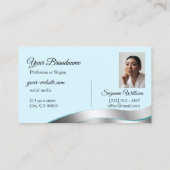 Smart Blauwgroen Wavy Silver Decor met fotoklasse Visitekaartje (Achterkant)