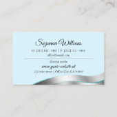 Smart Blauwgroen Wavy Silver Decor met Initialen C Visitekaartje (Achterkant)