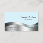 Smart Blauwgroen Wavy Silver Decor stijlvol en sti Visitekaartje (Voorkant)