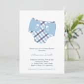 Smart Blue Check Diaper Boy Baby shower Kaart (Staand voorkant)