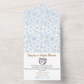 Smart Blue Check Luier Jongen Baby shower Uitnodig All In One Uitnodiging (Binnen)