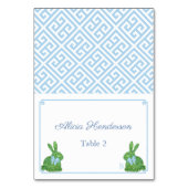 Smart Blue & Green Bunny Easter Brunch Place Cards Kaart (Voorkant)