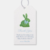 Smart Blue Green Topiary Bunny Baby Boy Shower Cadeaulabel (Voorkant)