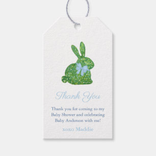 Smart Blue Green Topiary Bunny Baby Boy Shower Cadeaulabel