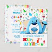 Smart Blue Hound Cartoon Detective | Partij Kaart (Voorkant / Achterkant)