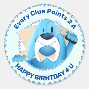 Smart Blue Hound Cartoon Detective Partij Ronde Sticker