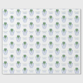 Smart Blue White Jar Green Ribbon Merry kerst Cadeaupapier (Vlak)